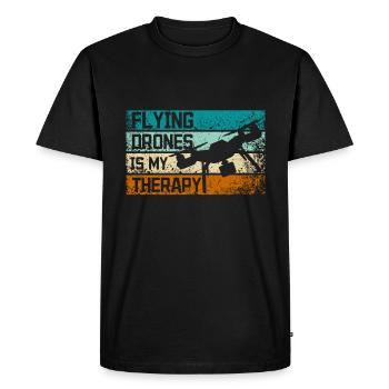 Voler des drones est ma thérapie - T-shirt Premium bio Homme - noir - Devant - Nico (187cm)