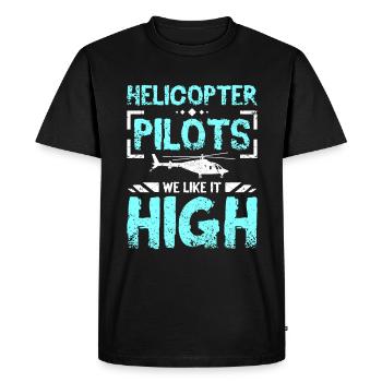 Helicopter pilots we like it high - Men's Premium Organic T-Shirt - black - Front - Nico (187cm)