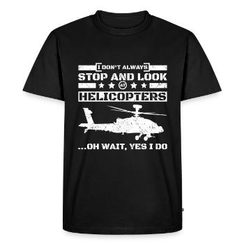Stop and look at helicopters - Men's Premium Organic T-Shirt - black - Front - Nico (187cm)