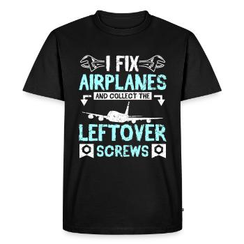 Je répare les avions et récupère les vis restantes - T-shirt Premium bio Homme - noir - Devant - Nico (187cm)