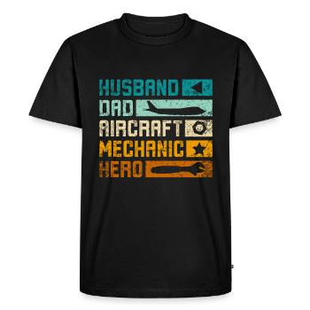 Husband dad aircraft mechanic hero - Men's Premium Organic T-Shirt - black - Front - Nico (187cm)