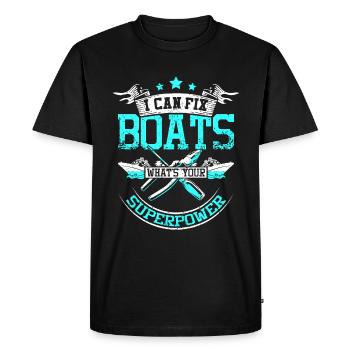 Je répare des bateaux - T-shirt Premium bio Homme - noir - Devant - Nico (187cm)