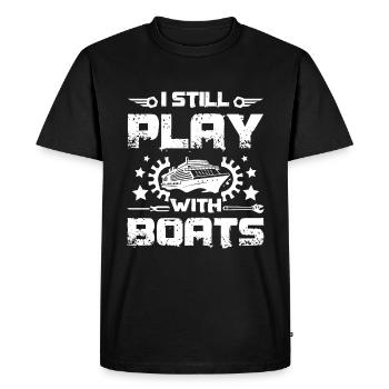 Je joue toujours avec des bateaux - T-shirt Premium bio Homme - noir - Devant - Nico (187cm)