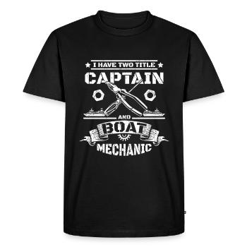 Capitaine et mécanicien de bateau - T-shirt Premium bio Homme - noir - Devant - Nico (187cm)