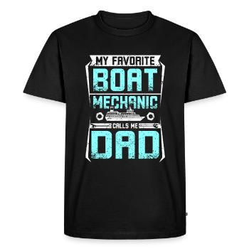 Mon mécanicien de bateau préféré m’appelle papa - T-shirt Premium bio Homme - noir - Devant - Nico (187cm)