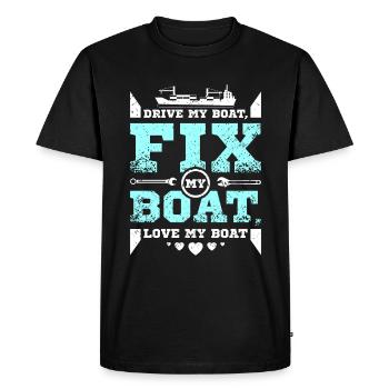 Réparer mon bateau j’aime mon bateau - T-shirt Premium bio Homme - noir - Devant - Nico (187cm)