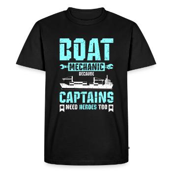 Mécanicien de bateau parce que les capitaines ont aussi besoin de héros - T-shirt Premium bio Homme - noir - Devant - Nico (187cm)