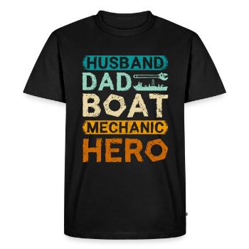 Mari papa mécanicien de bateau héros - T-shirt Premium bio Homme - noir - Devant - Nico (187cm)