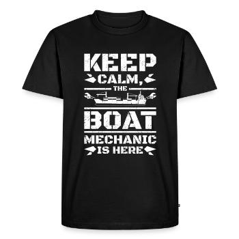 Restez calme le mécanicien de bateau est ici - T-shirt Premium bio Homme - noir - Devant - Nico (187cm)