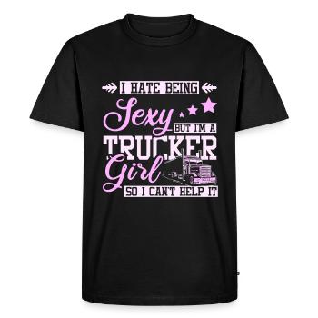 Fille camionneur sexy - T-shirt Premium bio Homme - noir - Devant - Nico (187cm)
