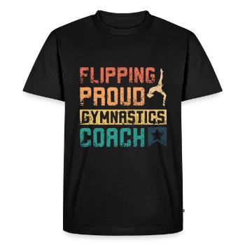 Flipping proud gymnastics coach - Men's Premium Organic T-Shirt - black - Front - Nico (187cm)