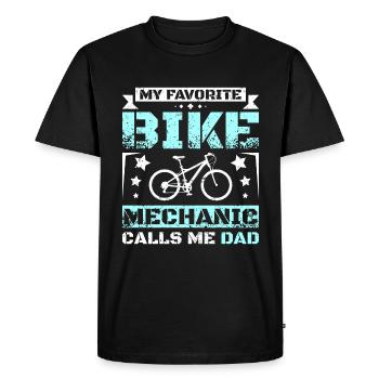 Mon mécanicien de vélo préféré m’appelle papa - T-shirt Premium bio Homme - noir - Devant - Nico (187cm)