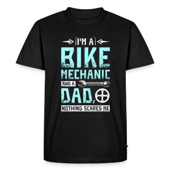 Je suis mécanicien de vélo et papa rien ne me fait peur - T-shirt Premium bio Homme - noir - Devant - Nico (187cm)
