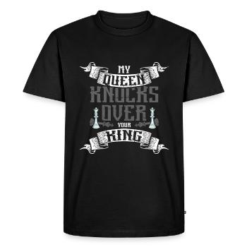 Ma reine renverse ton roi aux échecs - T-shirt Premium bio Homme - noir - Devant - Nico (187cm)