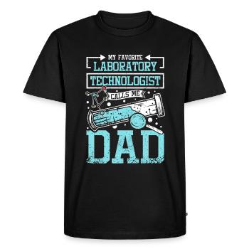 Mon technologue de laboratoire préféré m’appelle papa - T-shirt Premium bio Homme - noir - Devant - Nico (187cm)