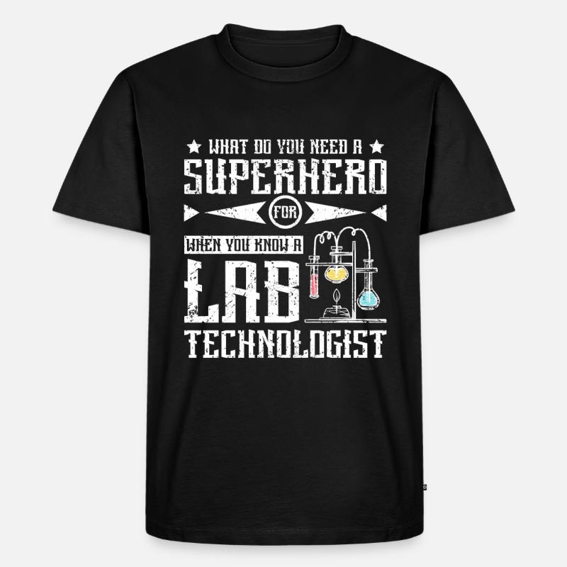 Superhero lab technologist - Männer Premium Bio T-Shirt - Schwarz
