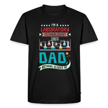 Technologue de laboratoire et papa - T-shirt Premium bio Homme - noir - Devant - Nico (187cm)