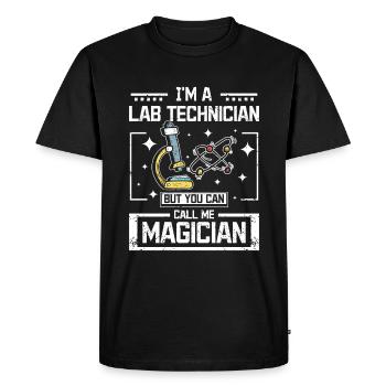 Je suis technicien de laboratoire mais vous pouvez m’appeler magicien - T-shirt Premium bio Homme - noir - Devant - Nico (187cm)