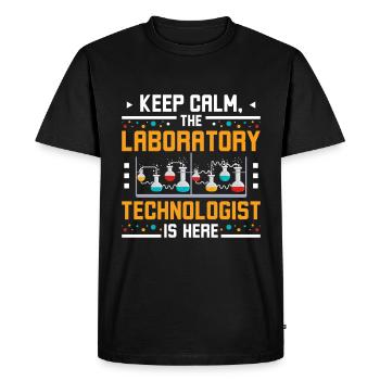 Restez calme le technologue de laboratoire est ici - T-shirt Premium bio Homme - noir - Devant - Nico (187cm)