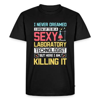 Technologue de laboratoire sexy - T-shirt Premium bio Homme - noir - Devant - Nico (187cm)