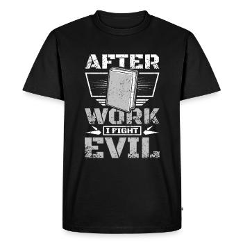 Après le travail, je lutte contre le mal en lisant des livres - T-shirt Premium bio Homme - noir - Devant - Nico (187cm)