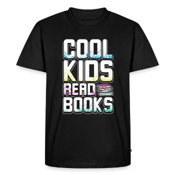 Les enfants cool lisent des livres - T-shirt Premium bio Homme - noir - Devant - Nico (187cm)