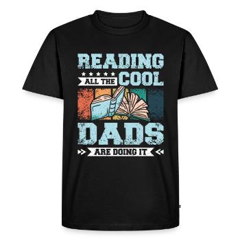 Papa fahther lisant des livres - T-shirt Premium bio Homme - noir - Devant - Nico (187cm)