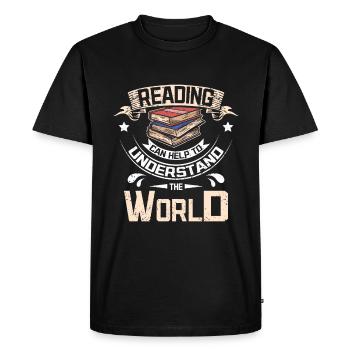 La lecture peut aider à comprendre le monde - T-shirt Premium bio Homme - noir - Devant - Nico (187cm)