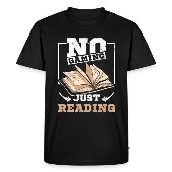 Pas de jeu juste en lisant - T-shirt Premium bio Homme - noir - Devant - Nico (187cm)