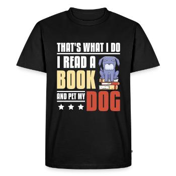 Lire un livre et chien de compagnie - T-shirt Premium bio Homme - noir - Devant - Nico (187cm)
