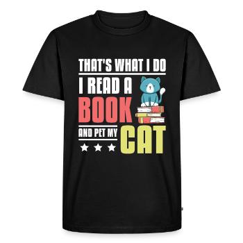 Lisez un livre et caressez mon chat - T-shirt Premium bio Homme - noir - Devant - Nico (187cm)