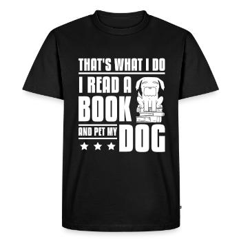 Lisez un livre et caressez un chien - T-shirt Premium bio Homme - noir - Devant - Nico (187cm)