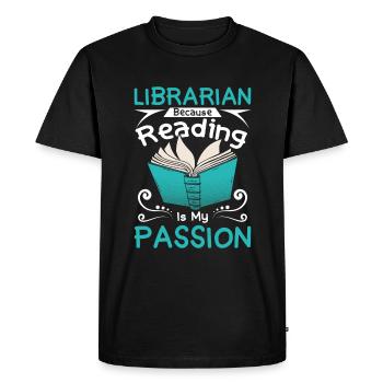Librarian because reading is my passion - Men's Premium Organic T-Shirt - black - Front - Nico (187cm)