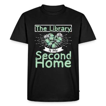 The Library is my second home - Men's Premium Organic T-Shirt - black - Front - Nico (187cm)