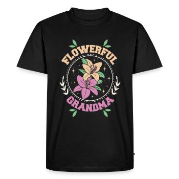 Grand-mère fleurie - T-shirt Premium bio Homme - noir - Devant - Nico (187cm)
