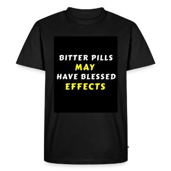 BITTER PILLS MAY HAVE BLESSED - Men's Premium Organic T-Shirt - black - Front - Nico (187cm)