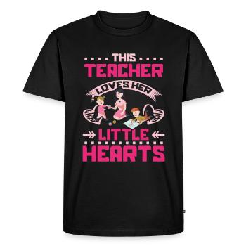 Cette enseignante aime ses petits cœurs - T-shirt Premium bio Homme - noir - Devant - Nico (187cm)