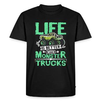 La vie est meilleure avec les camions Monster - T-shirt Premium bio Homme - noir - Devant - Nico (187cm)