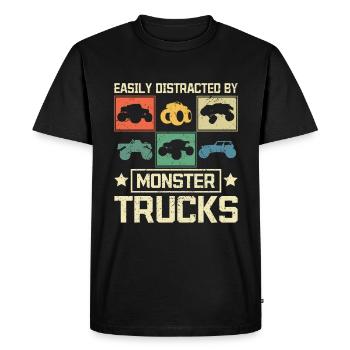 Facilement distrait par les monster trucks - T-shirt Premium bio Homme - noir - Devant - Nico (187cm)