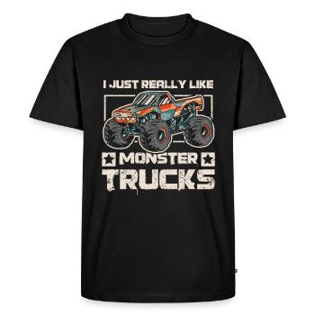 J’aime beaucoup les camions Monster - T-shirt Premium bio Homme - noir - Devant - Nico (187cm)
