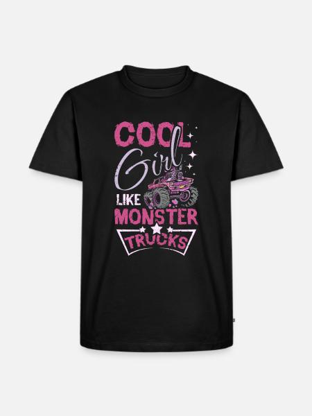 Cool girls like Monster trucks - Men's Premium Organic T-Shirt - black