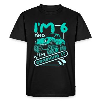 J’ai 6 ans et je l’écrase Monster truck - T-shirt Premium bio Homme - noir - Devant - Nico (187cm)