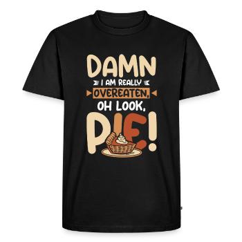Je suis trop mangé oh regarde la tarte - T-shirt Premium bio Homme - noir - Devant - Nico (187cm)