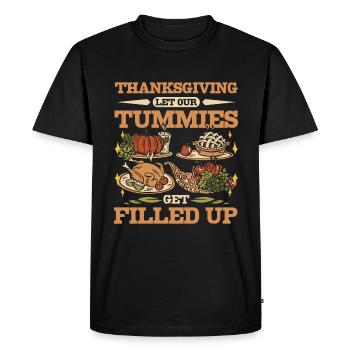 Thanksgiving let our tummies get filled up - Men's Premium Organic T-Shirt - black - Front - Nico (187cm)