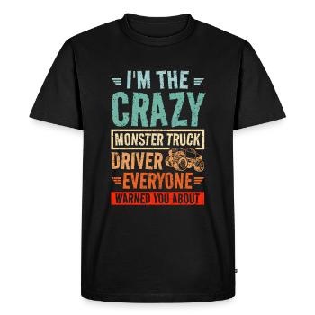Chauffeur de camion Monstre fou - T-shirt Premium bio Homme - noir - Devant - Nico (187cm)