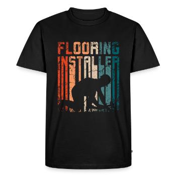 Retro vintage flooring installer - Men's Premium Organic T-Shirt - black - Front - Nico (187cm)