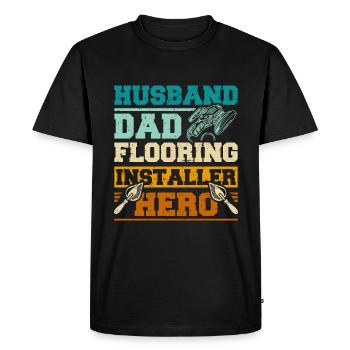 Husband dad flooring installer hero - Men's Premium Organic T-Shirt - black - Front - Nico (187cm)