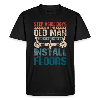 Old man flooring installer - Men's Premium Organic T-Shirt - black - Front - Nico (187cm)