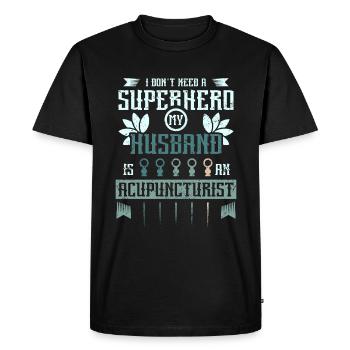 Mon mari est acupuncteur - T-shirt Premium bio Homme - noir - Devant - Nico (187cm)