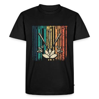 Retro Vintage acupuncturist - Men's Premium Organic T-Shirt - black - Front - Nico (187cm)